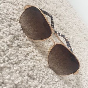 Tory Burch polarized gold bar aviator sunglasses